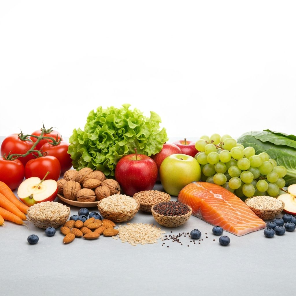 Varied fresh foods from different angles